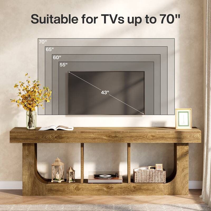 Wood TV Stand for 70-Inch TVs, 63-Inch Entertainment Center