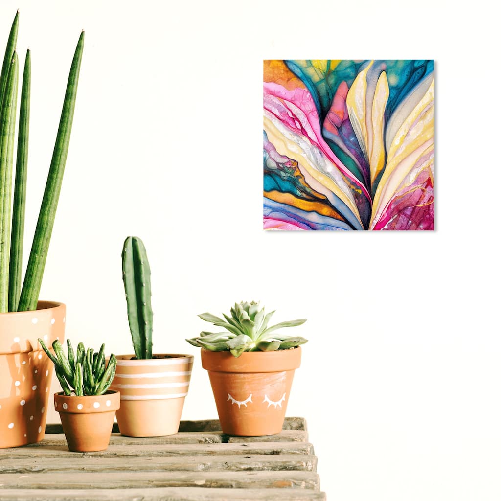 Wynwood Studio Abstract Colorful inside Petals Pink and Pastel Yellow Modern & Contemporary Wall Art Canvas Print