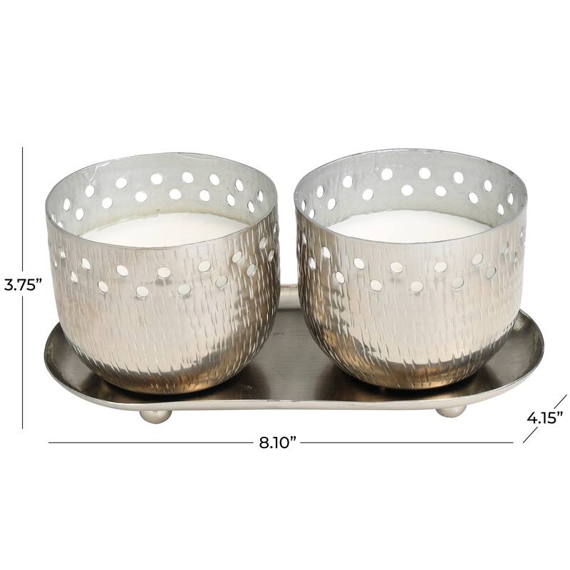 Gold or Copper or Silver Metal Scented Cutout Spotted 7 oz 1 Wick Candle with White Wax (Set of 2)