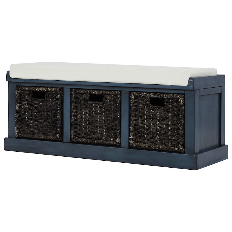 Nestfair Entryway Storage Bench with Cushion and Basket