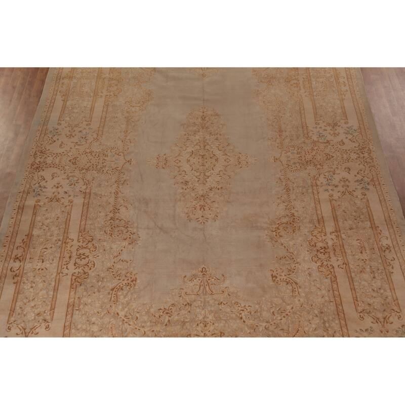 Kerman Persian Antique Large Rug Hand-Knotted Wool Carpet - 10'6"x 19'9"