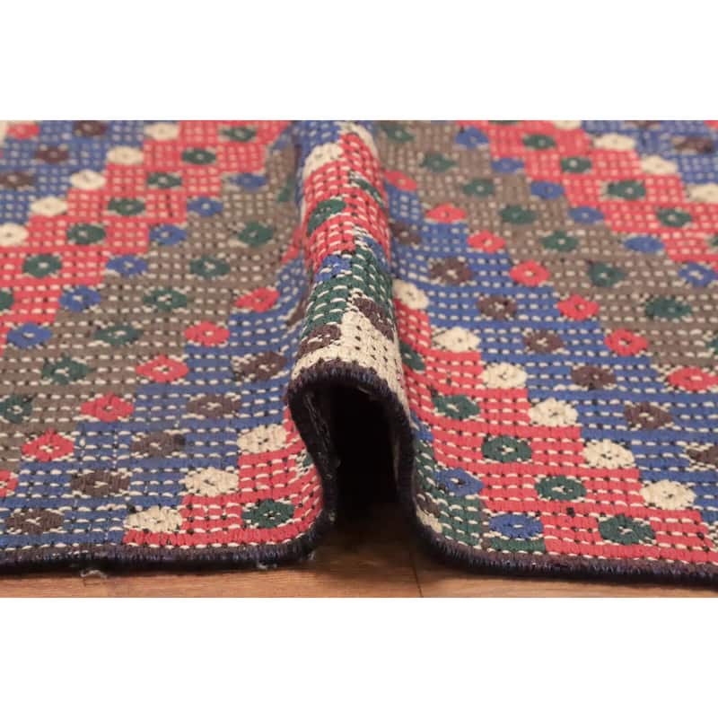Hand Woven Oriental 100% Wool Carpet Southwestern Tribal Multi-Colored Kilim Area Rug - 8' 8'' X 5' 5''