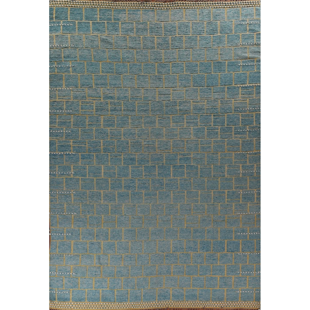 Geometric Modern Moroccan Large Area Rug Handmade Wool Carpet - 11'10"x 16'0"