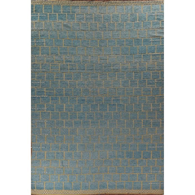 Geometric Modern Moroccan Large Area Rug Handmade Wool Carpet - 11'10"x 16'0"