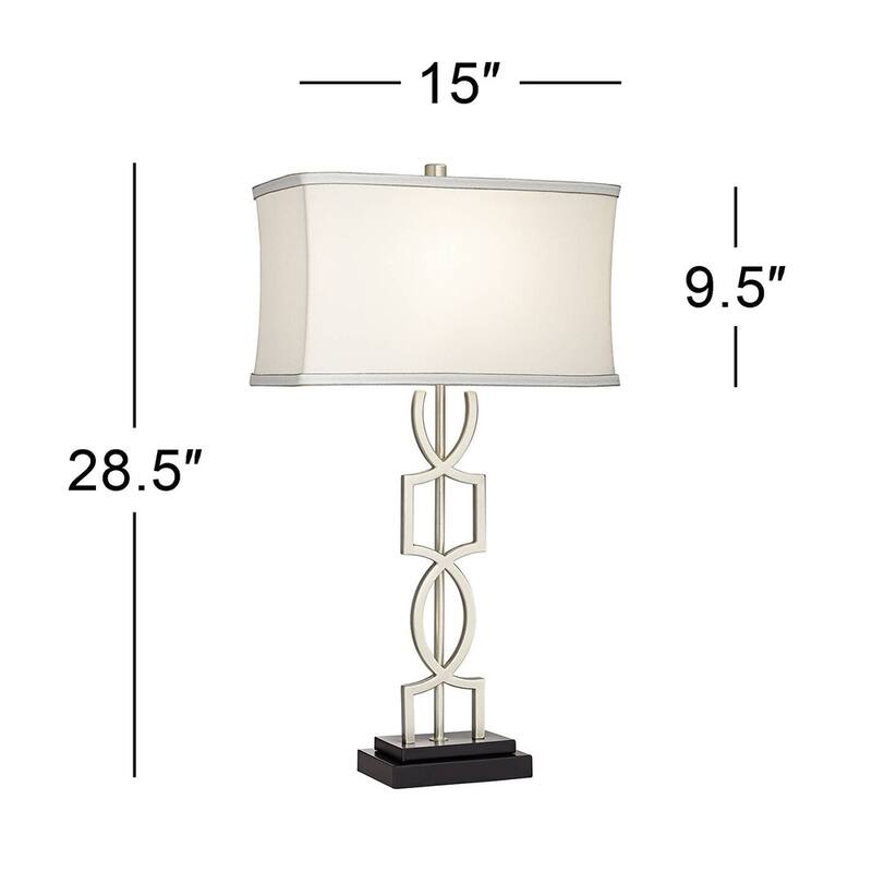 Set of 2 Modern Table Lamps with USB Brushed Nickel - 15" x 28.5"