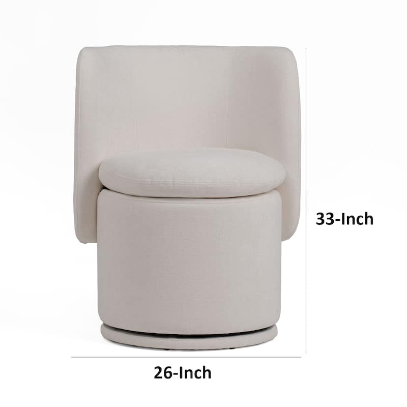 Reno Nori 26 Inch, Swivel Dining Chair, Off White Fabric, Wingback, Wood
