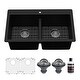 preview thumbnail 45 of 74, Karran 33" Top Mount Double Equal Bowl Quartz Kitchen Sink Kit - 33" x 22" x 9"