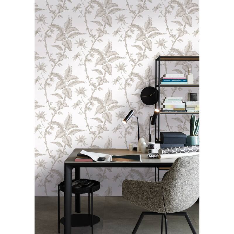 Marburg Cival White Fern Trail Wallpaper - 20.9 x 396 x 0.025