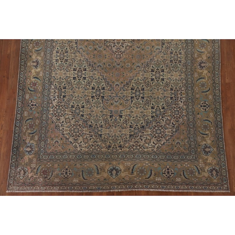 Geometric Tabriz Persian Vintage Area Rug Handmade Wool Carpet - 6'3" x 9'7"