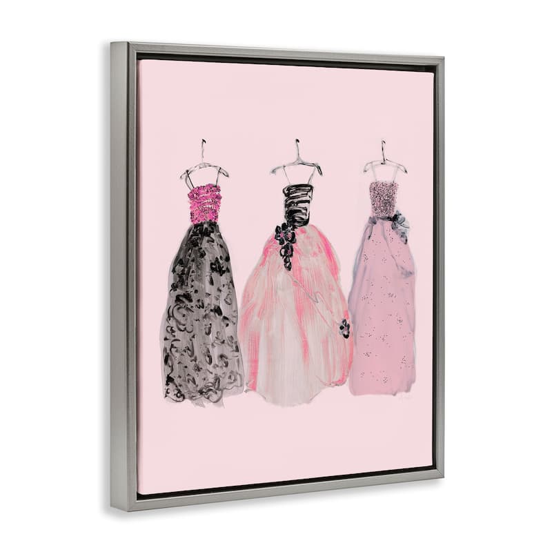 Stupell Trendy Glam Gowns Framed Floater Canvas Wall Art Design By Sally Swatland
