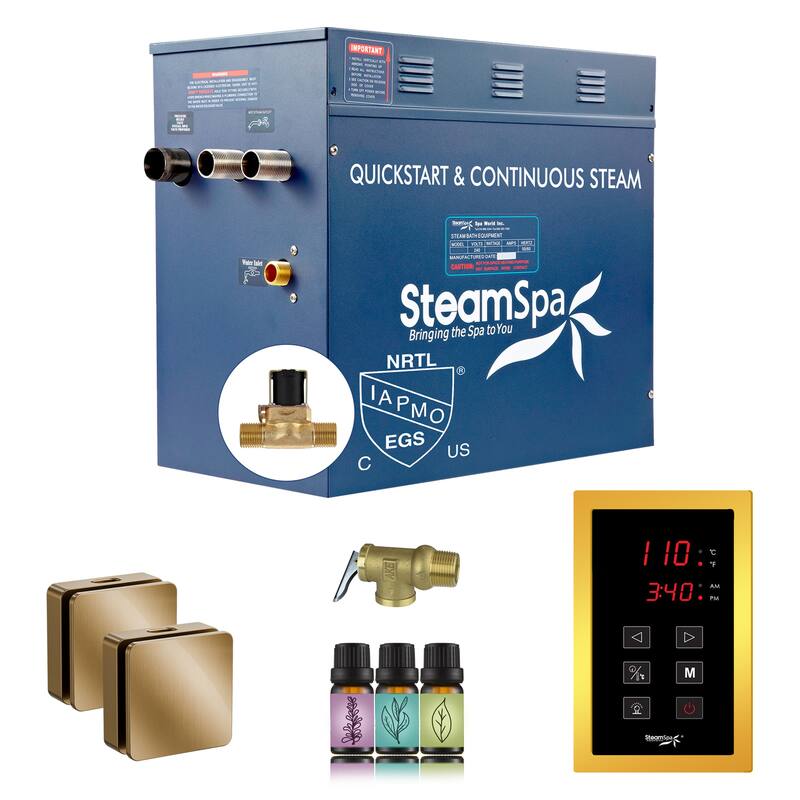 Oasis Series 12000-Watts Steam Generator with Continuous Steam Plus Easy Touch Pad and Auto Drain - Gold