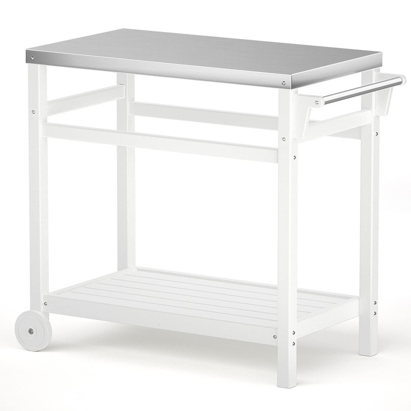 TORVA HDPE Portable Outdoor Grill Table，Grill Cart with Stainless Steel Top&3-Shelf Storage for BBQ Prep Table - N/A