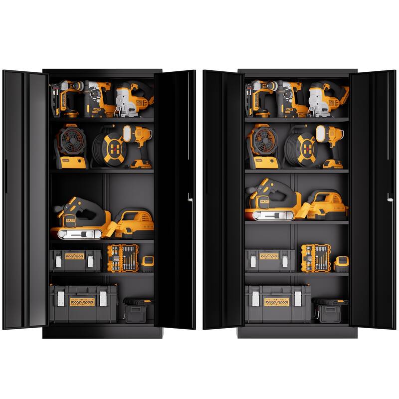 72"H Metal Garage Storage Cabinet, Locking Cabinet with Doors and 4 Shelves, Tall Cabinets Lockable File Cabinet for Home Office
