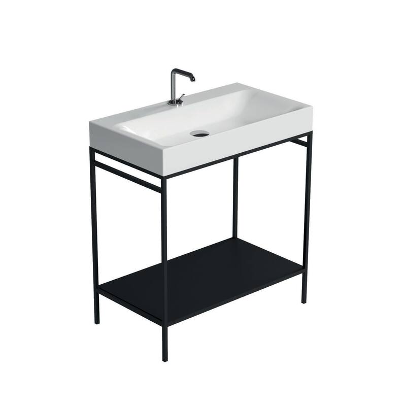 WS Bath Collections 3533+9243.31 Cento 31-1/2" Rectangular Metal and - Glossy White / Matte Black