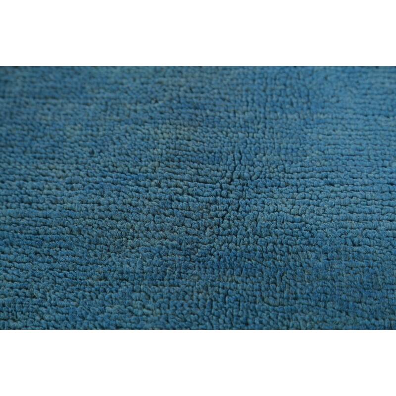 Hand Knotted Oriental 100% Wool Carpet Modern Solid Navy Blue & Blues Gabbeh Area Rug - 9' 9'' X 9' 9''