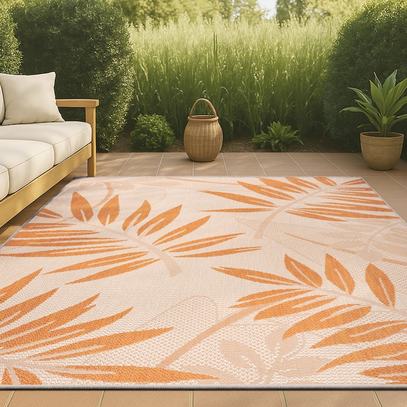 JONATHAN Y Bahamas Tropical Palm Leaf Indoor/Outdoor Area Rug