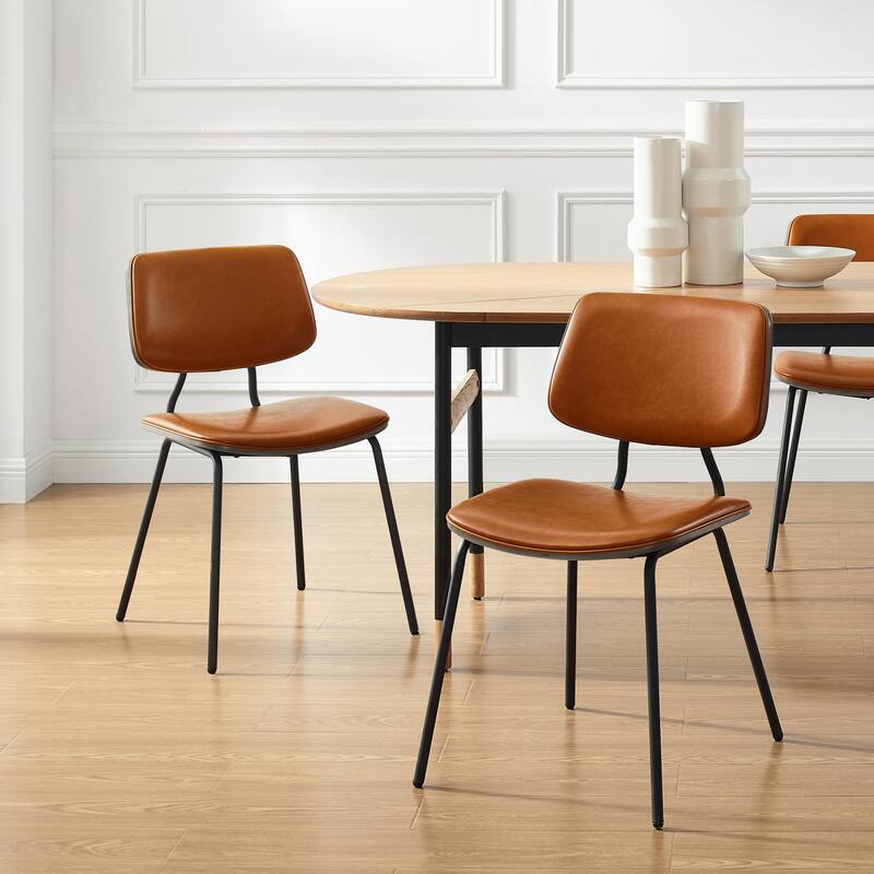 Art Leon Set of 2 Mid-century PU Leather Bentwood Dining Chairs