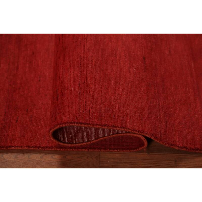 Red Gabbeh Modern Rug Handmade Wool Carpet - 3'0" x 4'10"