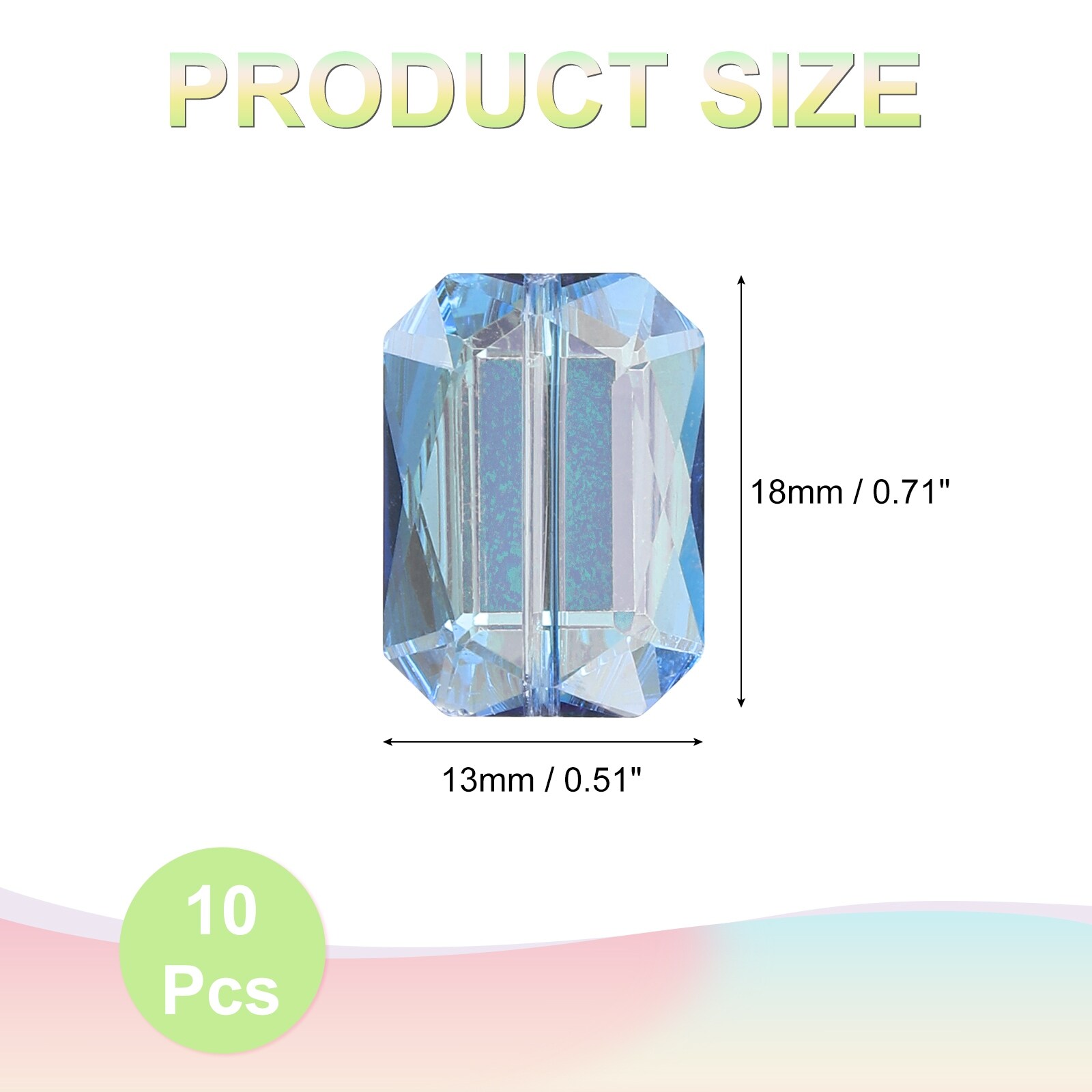 Rectangle Crystal Glass Beads, Faceted Glass Beads Clear Loose Craft Flat Square Shape Spacer Bead for DIY Bracelet Necklace