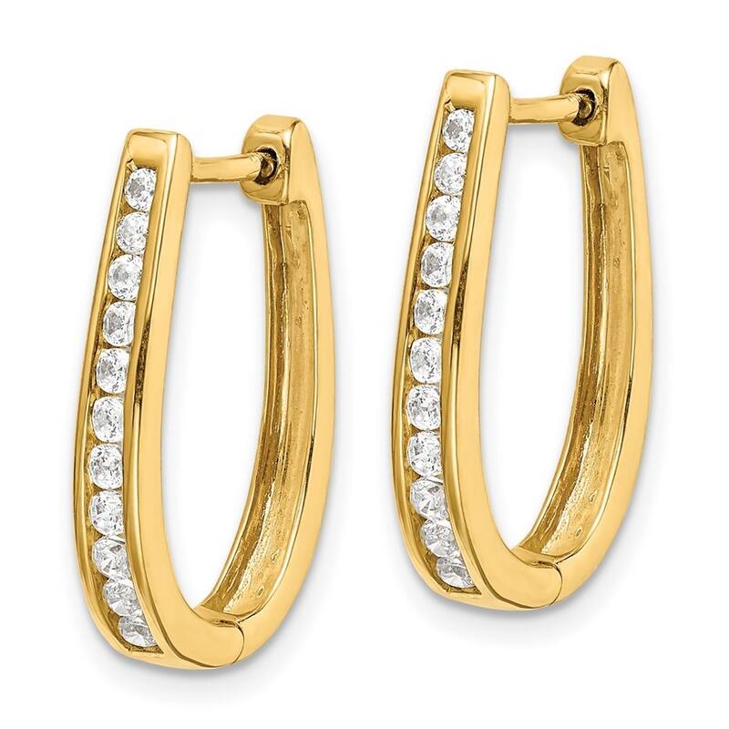 Curata 14k Diamond Hoop Earrings - 20x15mm Wide 2mm Thick