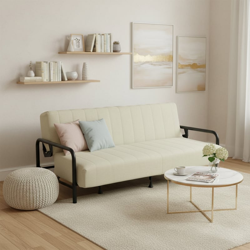 Homy Casa Modern Convertible Sofa Bed, Metal Frame Futon Couch Living