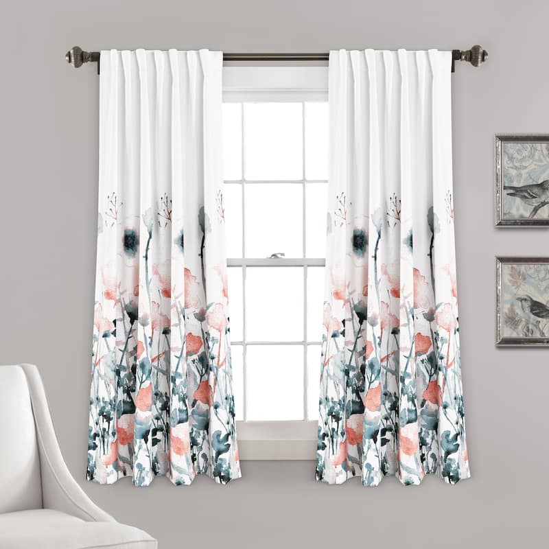The Curated Nomad Luminet Flora Room Darkening Window Curtain Panel Pair - 52x63 - Coral