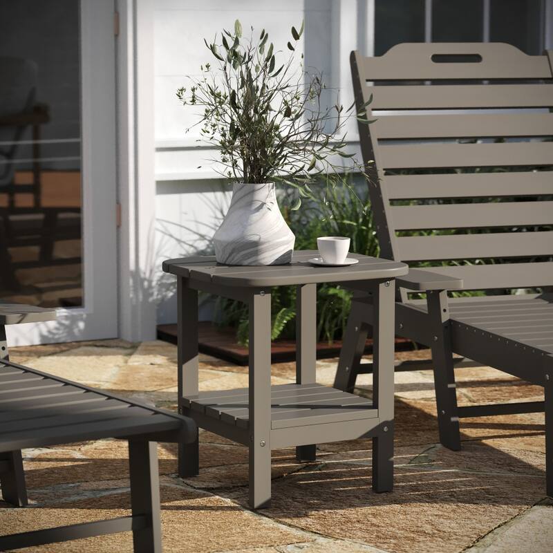 All-Weather Adirondack Style Patio Side Table - Brown