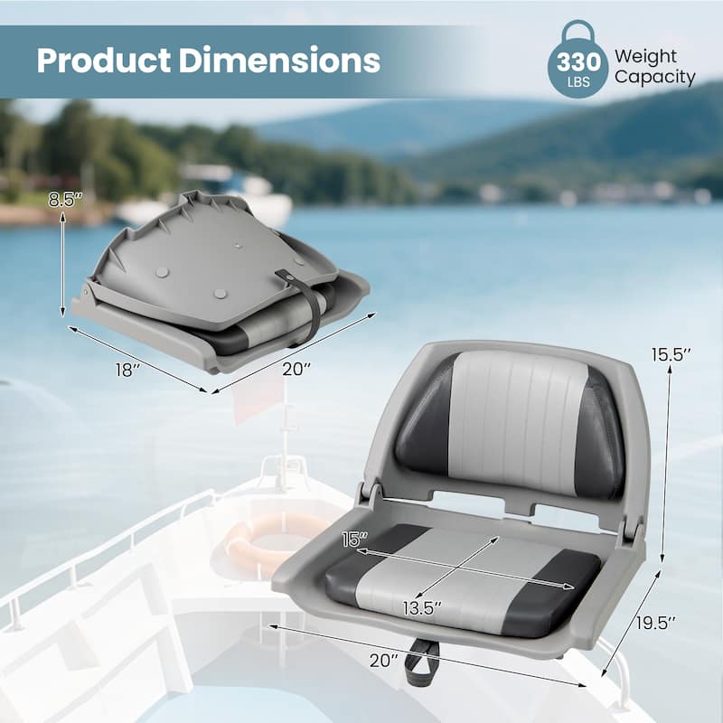 Gymax Folding Fishing Boat Seat w/High-density Sponge Cushion PVC