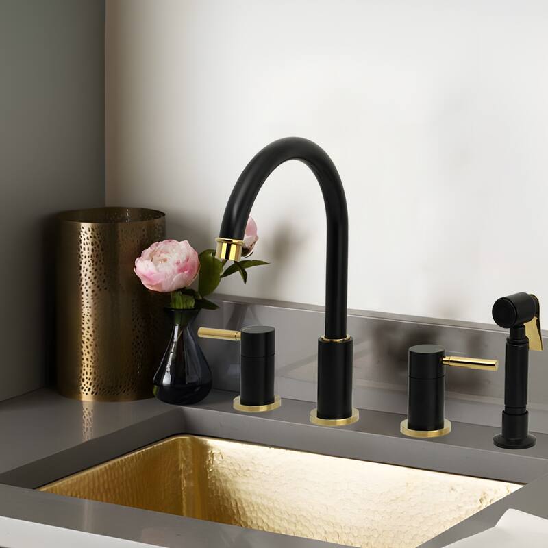 Two-Handles Widespread Kitchen Faucet with Side Sprayer