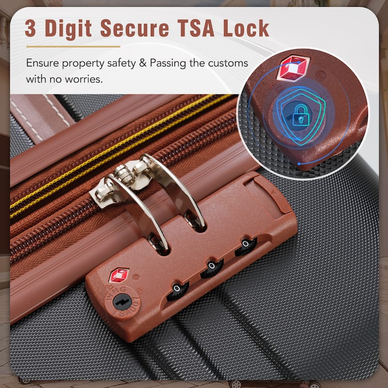Hardshell Lightweight Expandable ABS Carry-on Luggage with TSA Lock and Cosmetic Case, 3 Piece Luggage Set