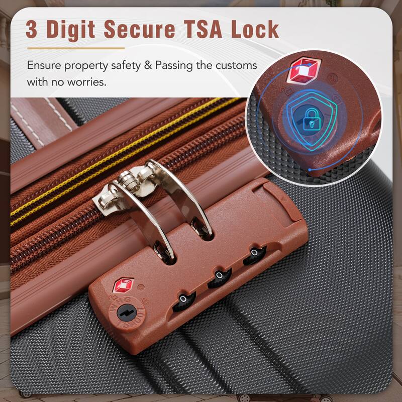 Lightweight 3-Piece Hardside Luggage Set with TSA Lock, Expandable, 20" & 24" Suitcases, Spinner Wheels