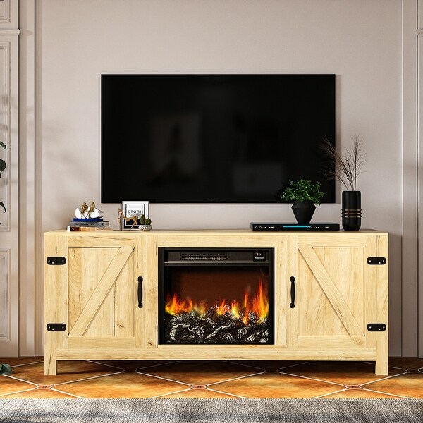 Wood Entertainment Center Media Console with Storage