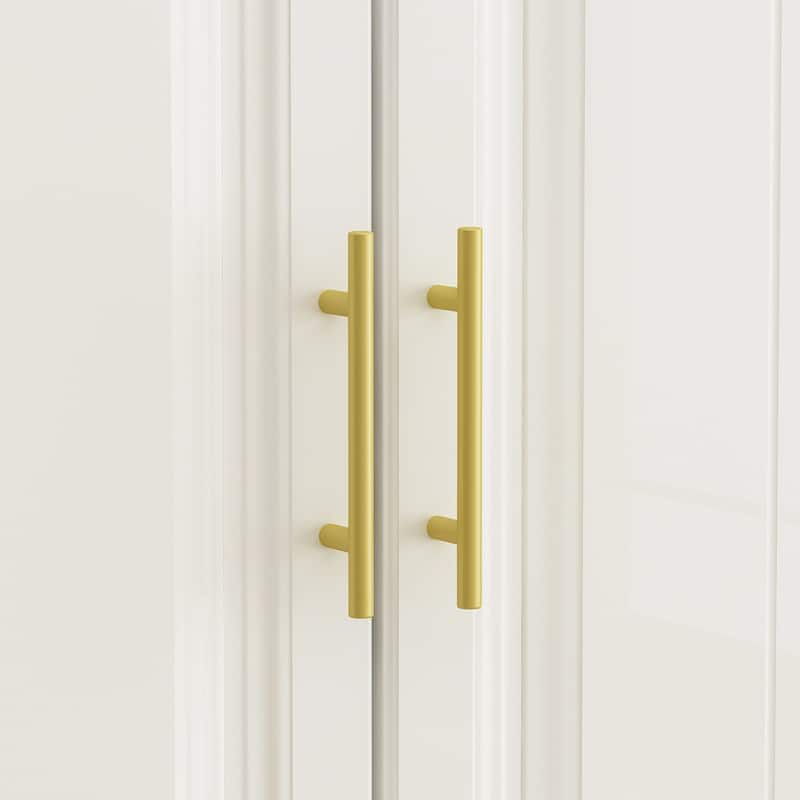 Modern Freestanding Wardrobe Armoire Closet High Cabinet Storage White - 93.7"H