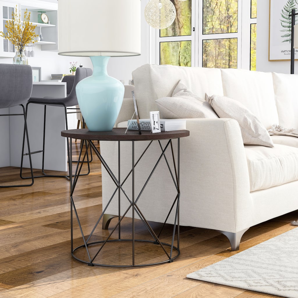 Brigid Modern 23-inch Steel Round Side Table by Furniture of America
