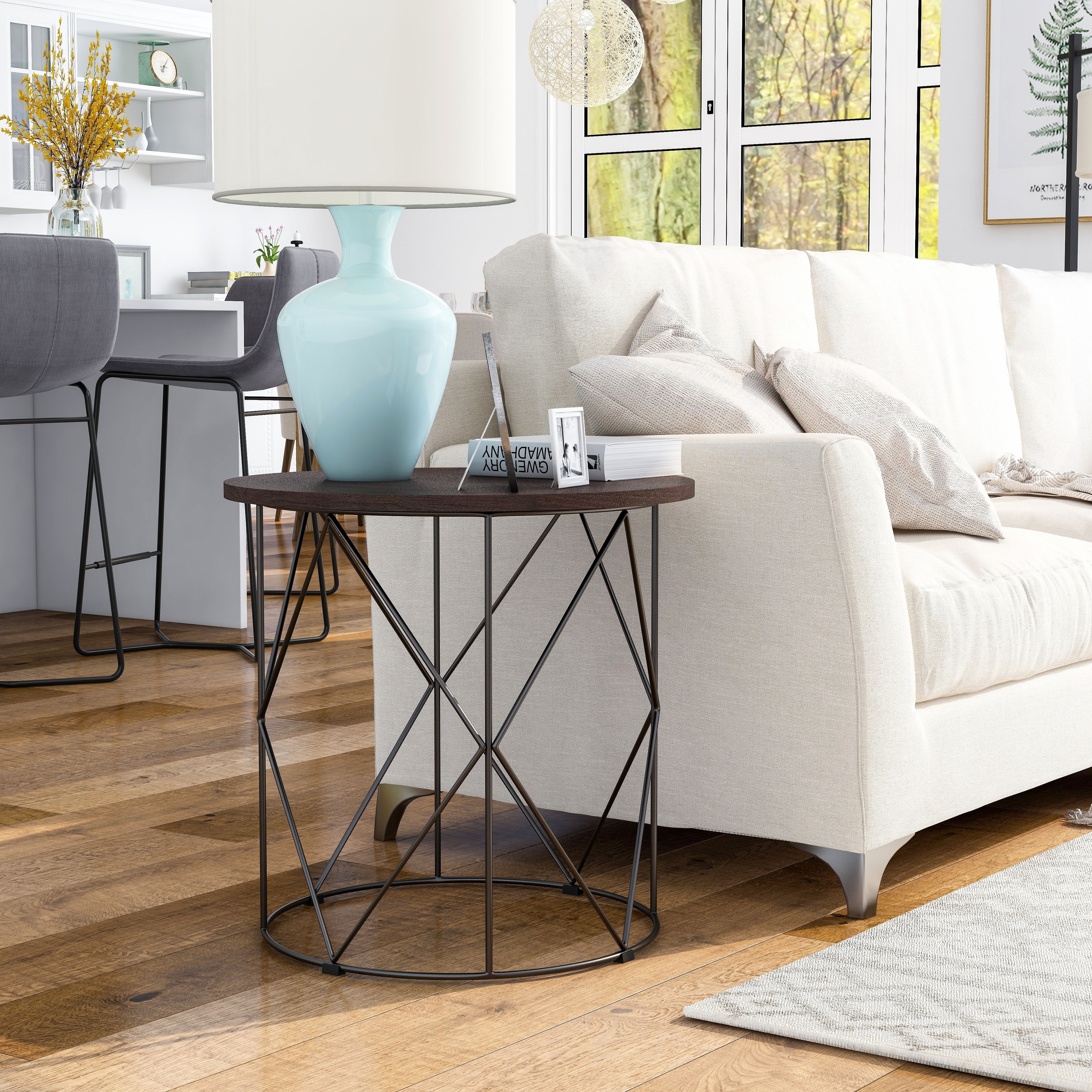 Furniture of America Brigid Modern 23-inch Steel Round Side Table