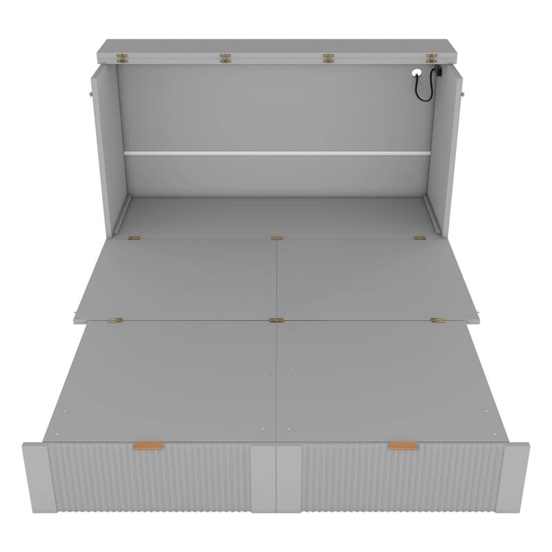 Full Size Murphy Wall Bed with Drawer and a Set of Sockets & USB Ports