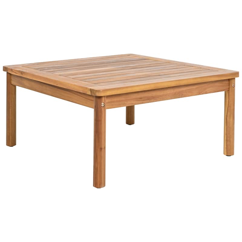 3-Piece Acacia Wood Outdoor Patio Furniture Set, Water-Repellent Cushions, Sofa, Ottoman & Table for Garden, Balcony, or Porch