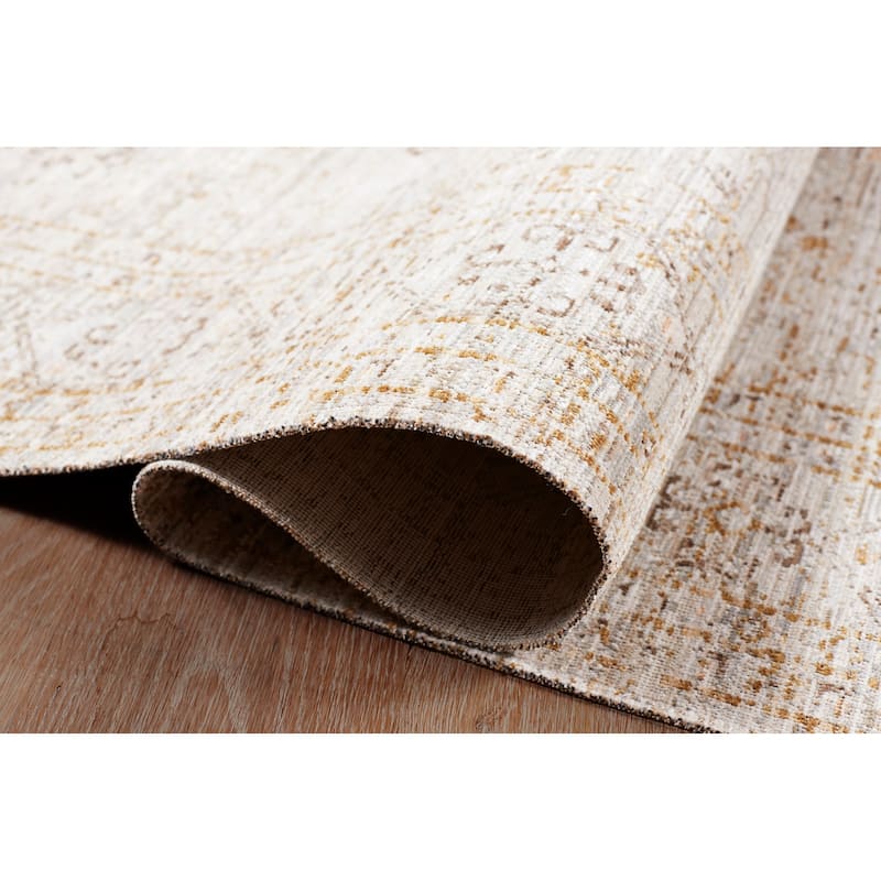 Terra by Obeetee Ava Rustic Border Ivory Rug