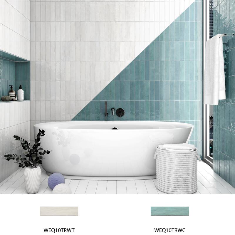 Merola Tile Tribeca Studio Gypsum White 2-3/8" x 9-5/8" Porcelain Wall Tile