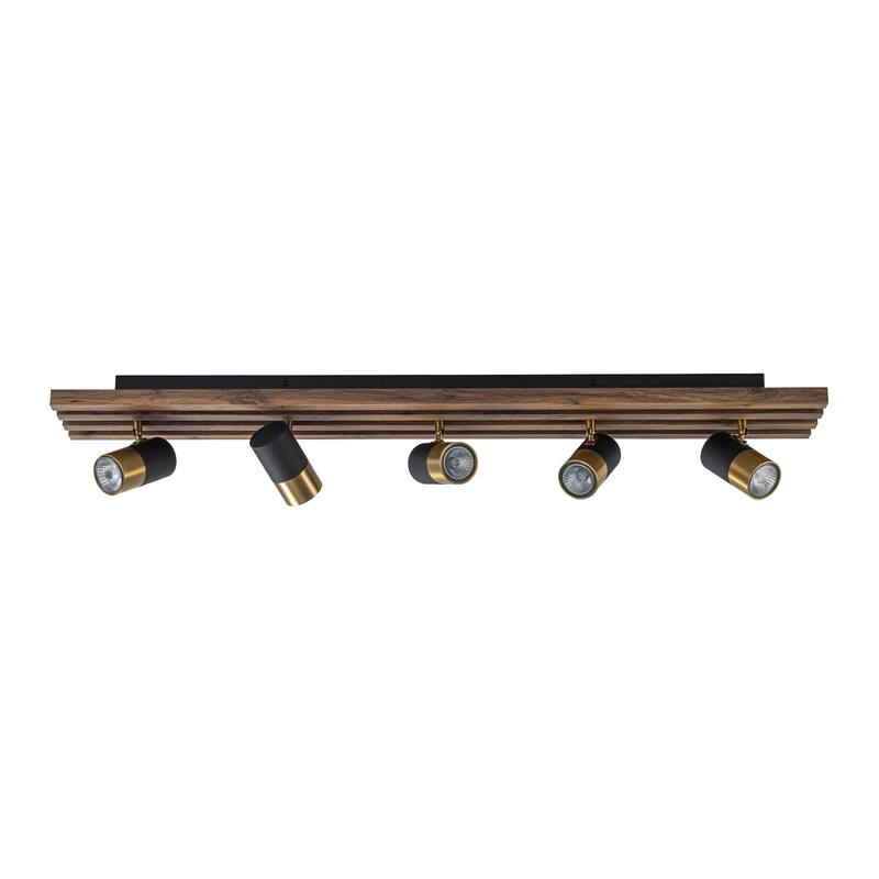 Modern Farmhouse 5-Light Flush Mount Ceiling Fixture Track Lighting with Rotating Head - Black