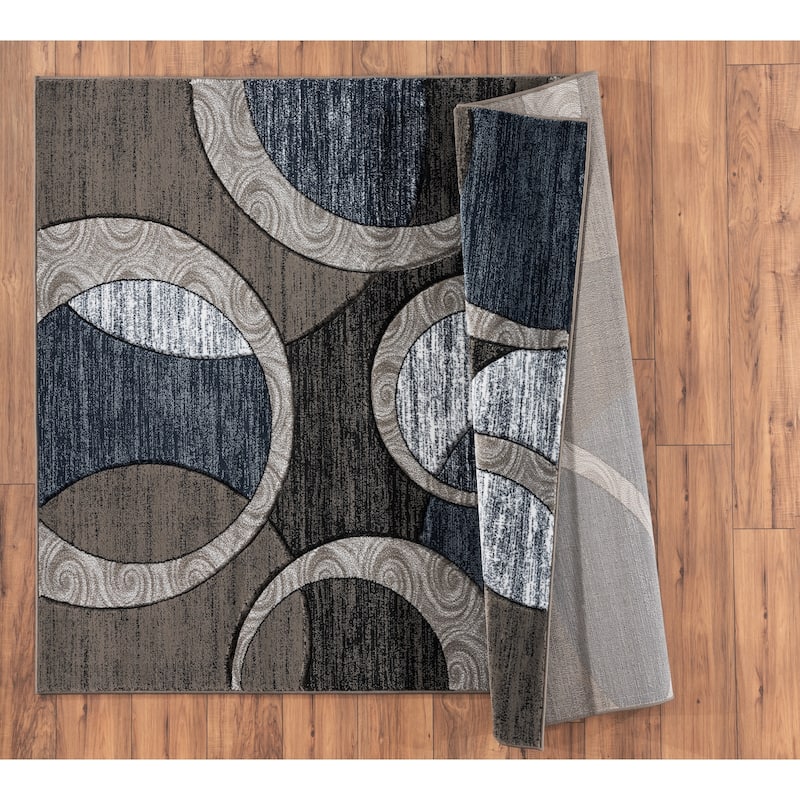 Orelsi Collection Abstract Geometric Circles Area Rug