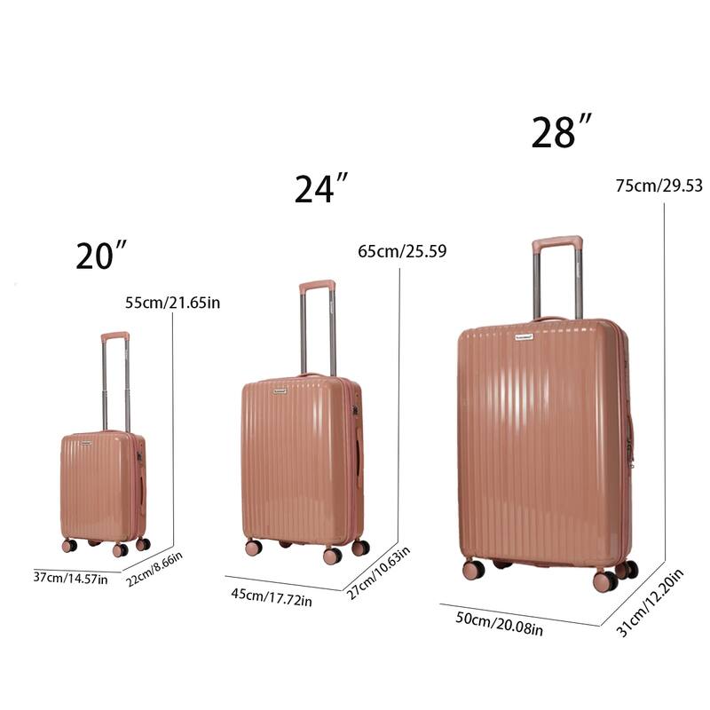 Luggage Sets 3 Piece,Luggage Set PP Material Travel Suitcase Set With Spinner Wheels for Men Women, 20''/24''/28''