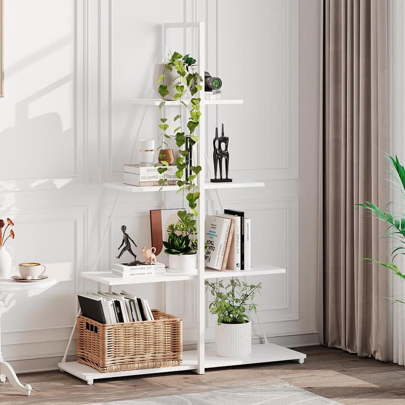Boat Shaped 4-Tier Bookshelf Narrow Modern Bookcase