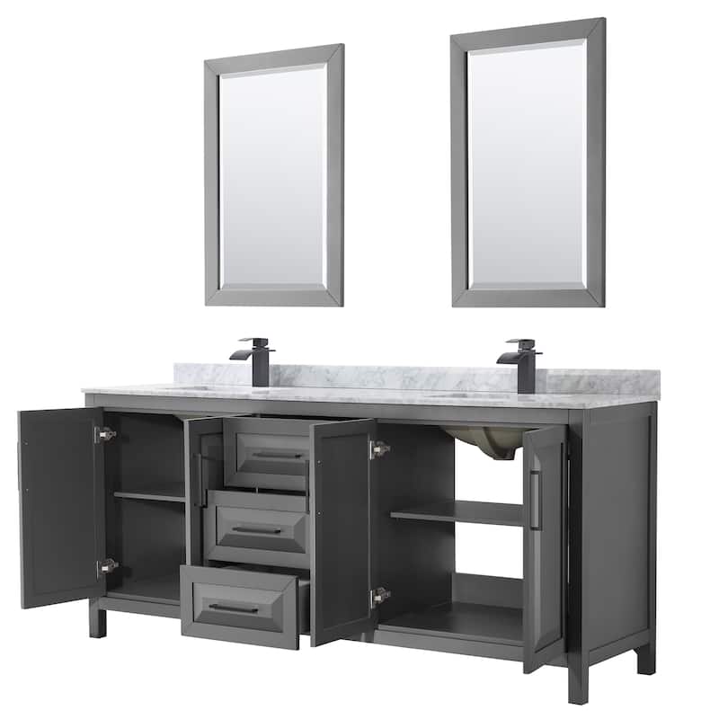 Daria 80-inch Double Vanity, Marble Top, 24-inch Mirrors
