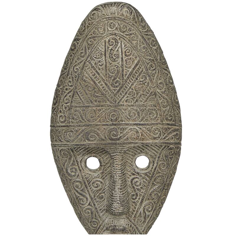 Polystone Mask Handmade Carved Decorative Sculpture - Set of 2 Gray - Roche River Decor