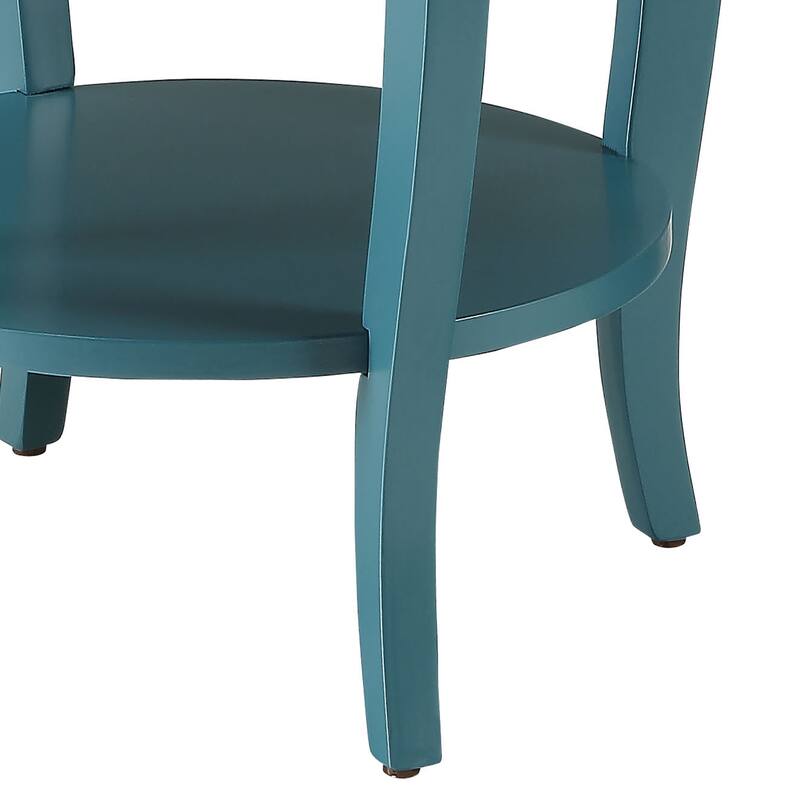 Round Side Table with Bottom Shelf