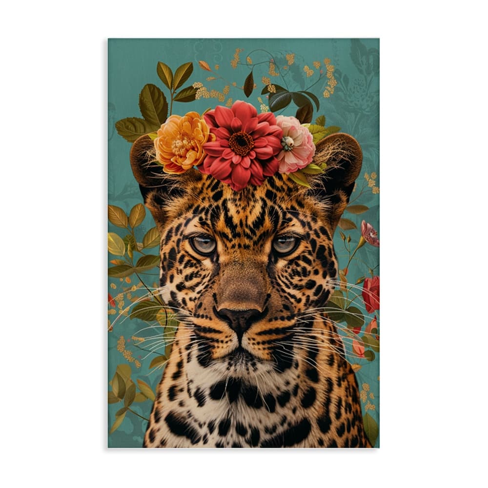 Stupell Floral Crown Wild Cheetah Canvas Wall Art Design By LSR Design Studio