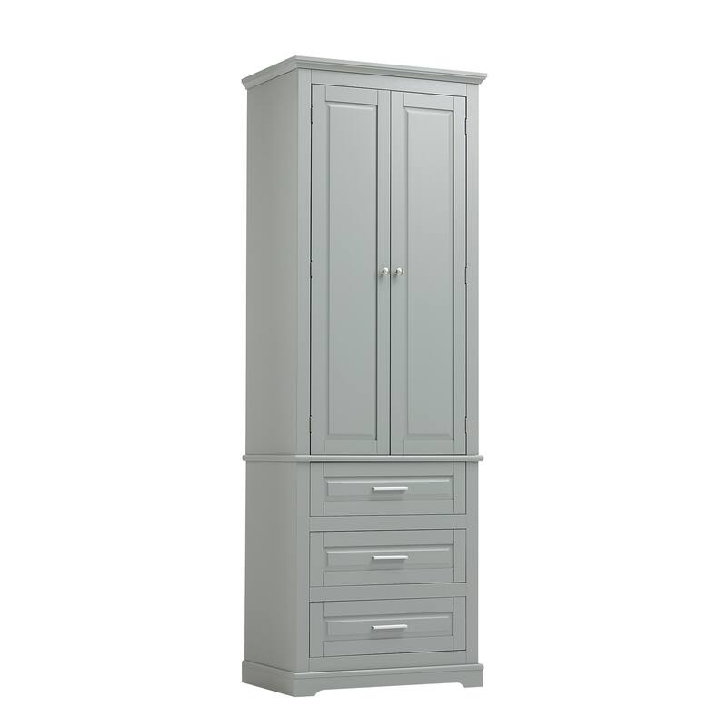 GDFStudio - Ashton Tall Storage Cabinet with Drawers, Adjustable Shelves