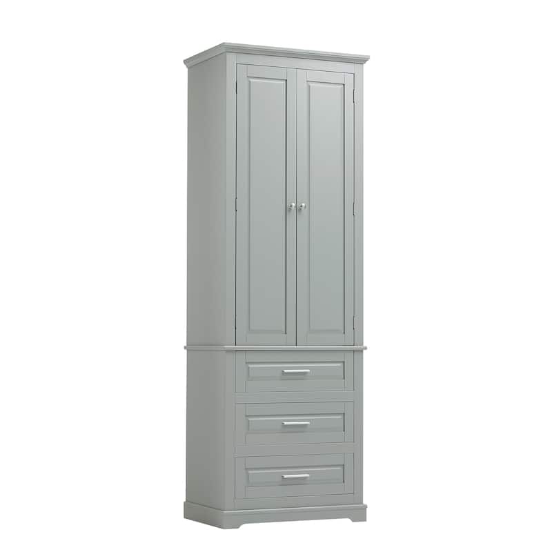 Roomfitters Tall Storage Cabinet with 3 Drawers for Bathroom or Office Freestanding Painted MDF Frame