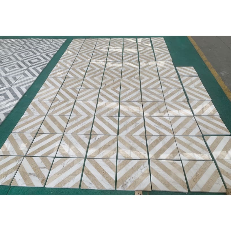 12"×12" Waterjet Polished Natural Stone Marble Tiles for Floor and Wall, 1 Box 8 PCS